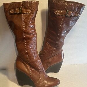 Diba Brown Leather Heeled Boots